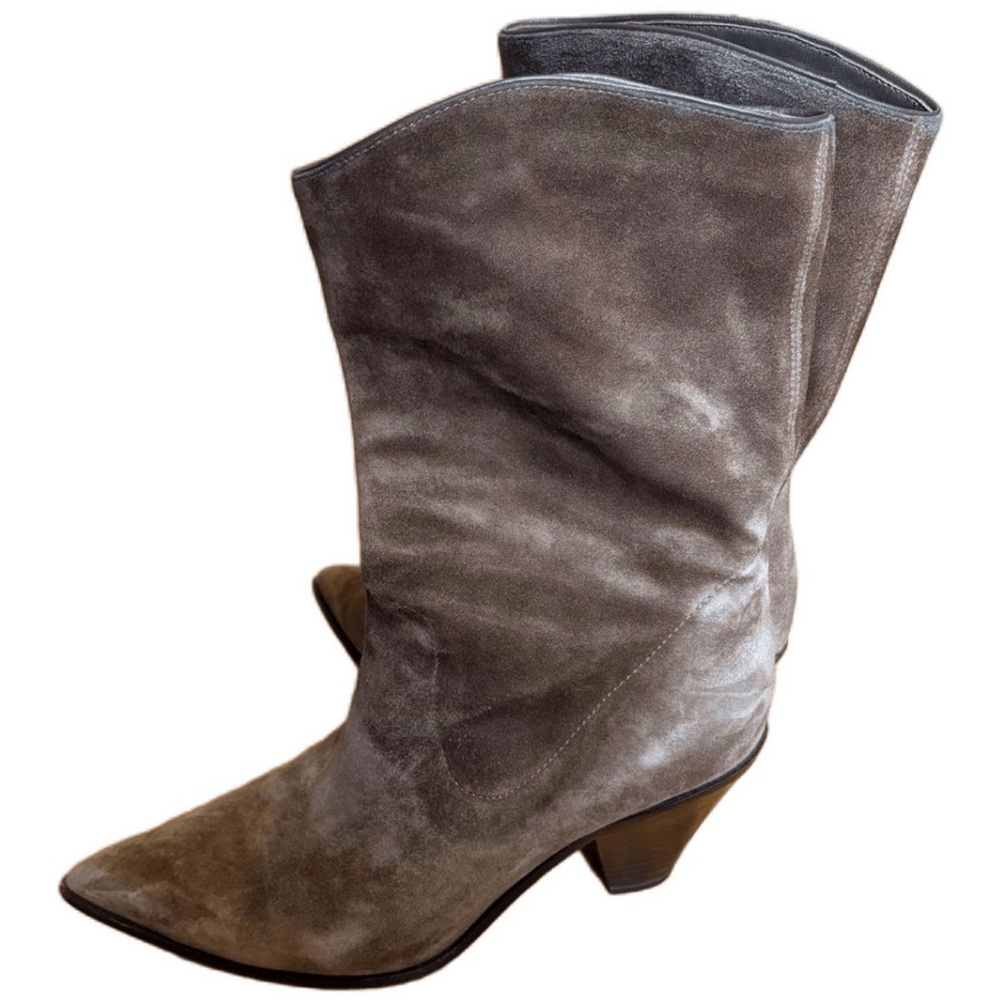 PAIGE Taupe Suede Heeled Boots, Sz 9.5